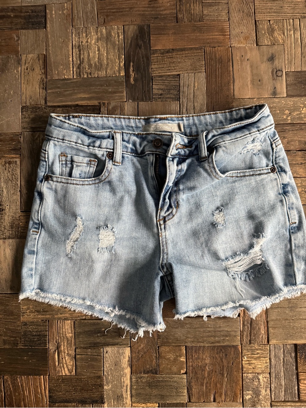 Tractr Light Blue Distressed Denim Kids Shorts